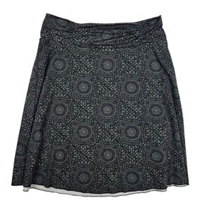 SOYBU Womens Pull-on Skirt Large Activewear Stretch Black Geometric Poly/Spandex